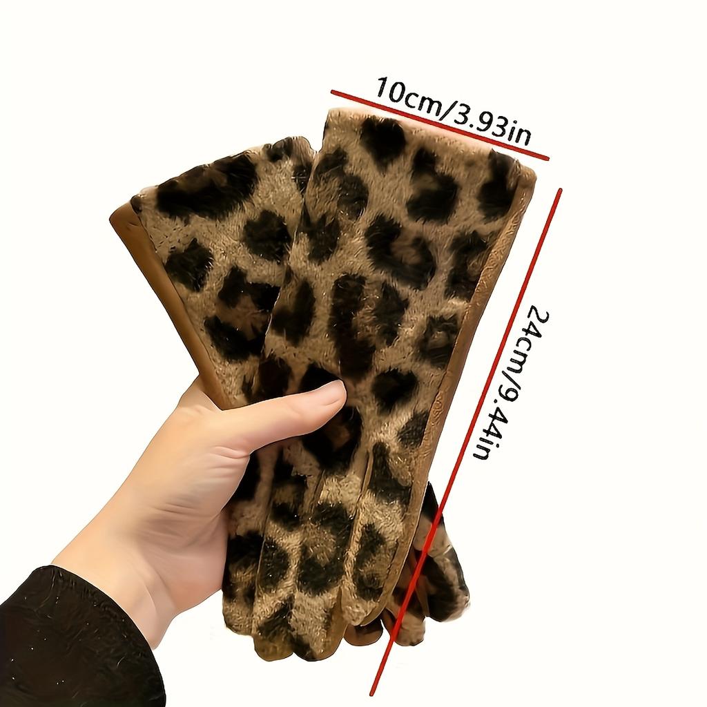 2025 Fashion Leopard Print Gloves, Autumn and Winter Outdoor Cycling Warm Gloves, Thickened Finger Parting Gloves