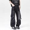 JYL Men's Bootcut Jeans  Washed Bandage Deconstructed Loose Flare Denim