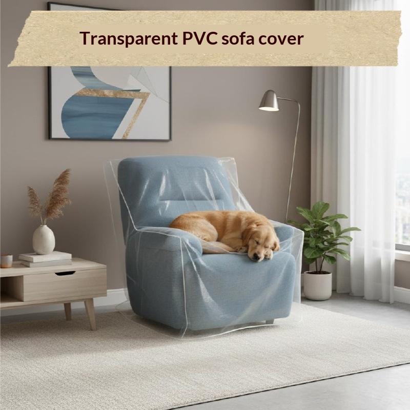 Clear Plastic Waterproof Sofa Cover 1Pcs Dustproof Armchair Couch Protector for Living Room Pets Home Long Term Storage