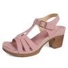 New Women's Metal Buckle Sandals Thick High Heels Comfortable Large Size