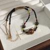 Fair Island Style Ethnic Style Coffee Color Beaded Necklace Minimalist Style Women'S Niche Retro Collarbone Chain