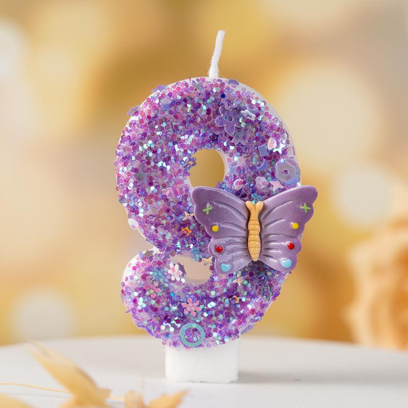 

Инновационная Фиолетовая Бабочка Цифровая Свеча для Празднования Дня Рождения и Праздников Торт Вечеринка 9
