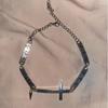 Y2k Gothic Sliver Color Cortex Cross Metal Embossed Cross Splicing Rivet Tassel Choker Necklace for Women Punk Hot Girl Jewelry
