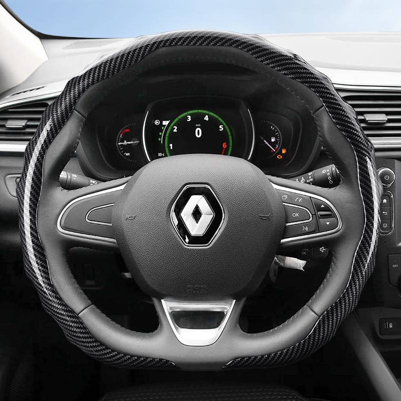 Geeignet für Renault Lenkradabdeckung mit Carbonfaser-Textur, zum Aufstecken, wellenförmiges Sportdesign, Schutzschale, Kardian Emb