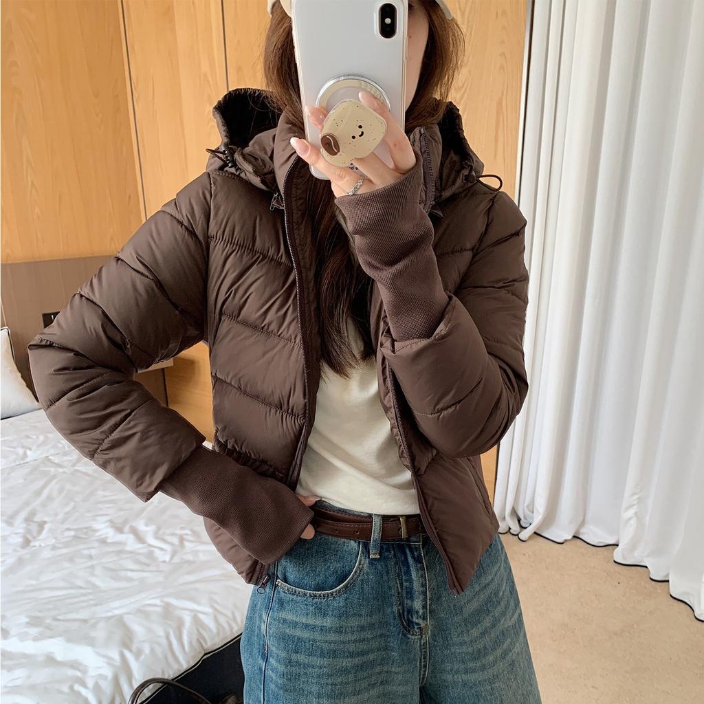 Light cotton-padded clothes Women's short hooded slim-fitting and thin jackets New winter warm cotton-padded clothes