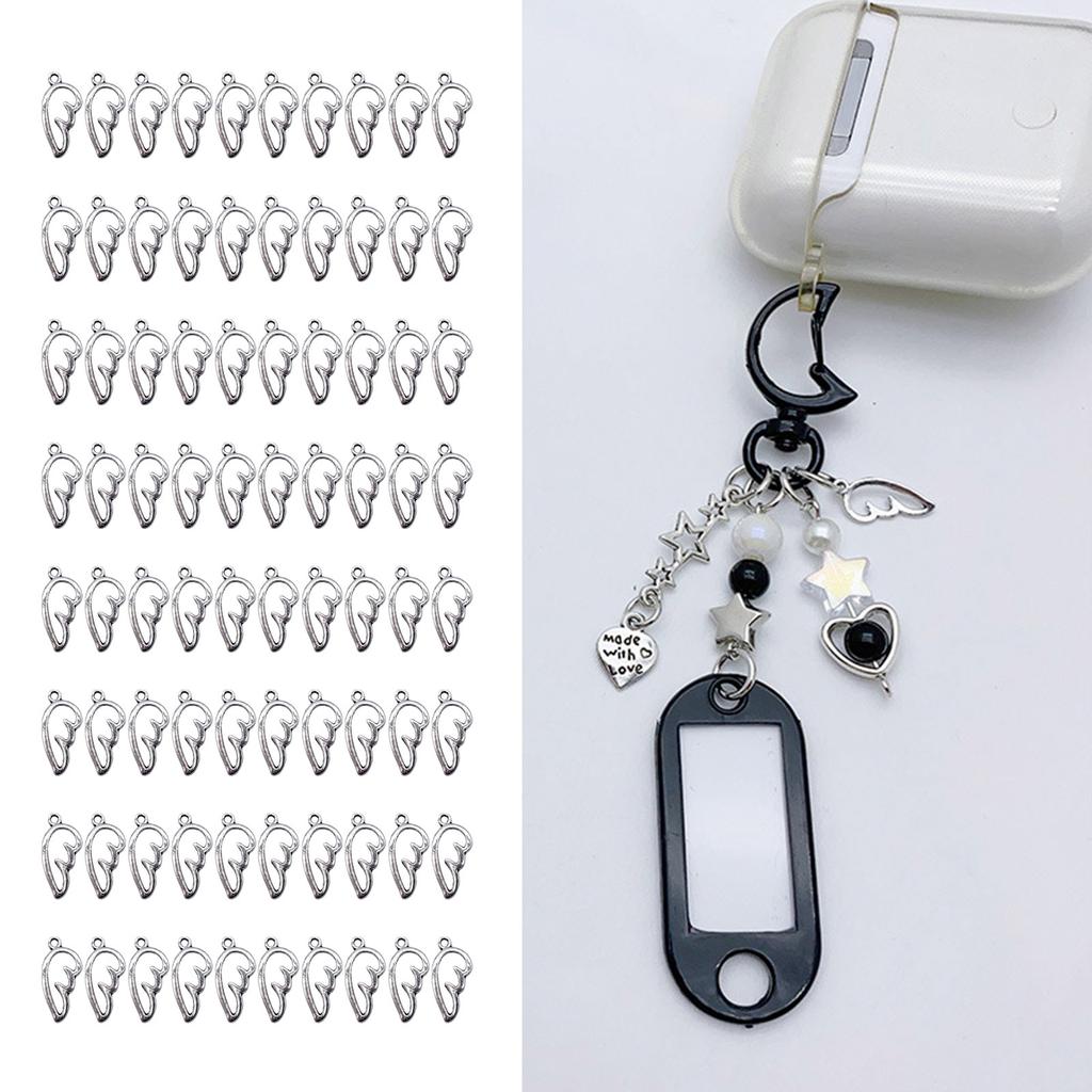 Sett med 80 antikkfargede legeringsanheng med sjarm Stilige englevingeanheng Smykkefremstillingsutstyr DIY Smykkedeler