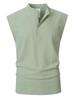 Men's Summer Linen Vest & Long Pants Set - Casual Sleeveless Sportswear with Stand-up Collar for Teens