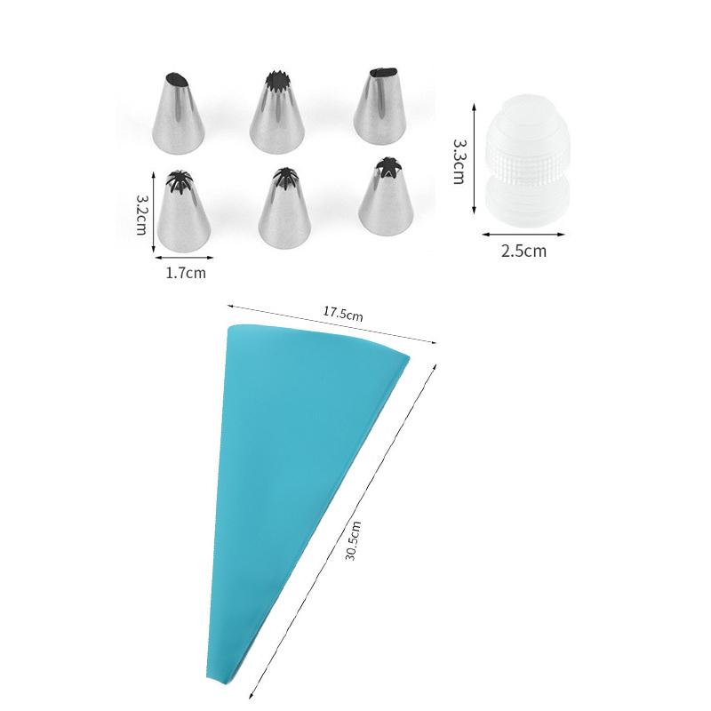 8Pcs/Set Silicone DIY Cake Decorating Tips Set Icing Piping Cream Pastry Bag + 6 Stainless Steel Nozzle Set Kitchen Accessories