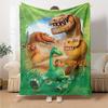 Good Dinosaur Cartoon Dinosaur Family Scene Print Flannel Blanket Soft Warm Throw Blanket for Sofa Bed Living Room