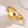 Cute Heart Rings For Women Gold Color Stainless Steel Adjustable Heart Ring Wedding Party Fashion Christmas Jewelry Gift Femme