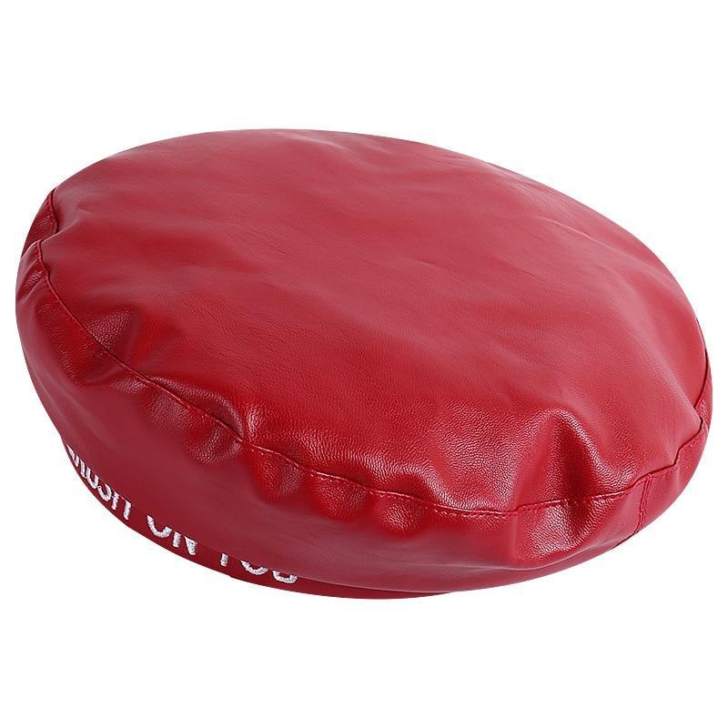 Commodity PU Beret Women's Autumn Winter Newsboy British Vintage Street Painter's Hat Red Hat White Letter Berets