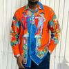 Camicia da Uomo Francese a Maniche Lunghe Fantasia Barocca Stampata ad Alta Definizione Vacanza Hawaiana Abbigliamento Sociale da Uomo Asciugatura Rapida