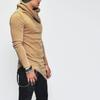 Suéter masculino de malha slim fit com bolso e manga comprida