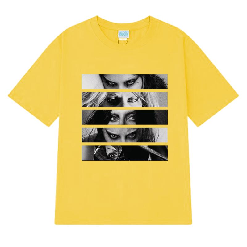 Hot Sale Lady Gaga 90s music Graphic T Shirt Unisex gothic Oversized short sleeve T-shirts Men Women black 100% Cotton clothing