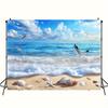 2D Küsten-Meeresufer-Wandteppich, Sandstrand mit Muscheln Wandbehang