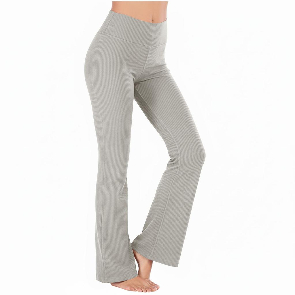 High Waist Ribbed Flared Leggings for Women Slim Fit Stretchy Bootcut Pants with Tummy Control and Butt Lifting Design for Yoga Fitness