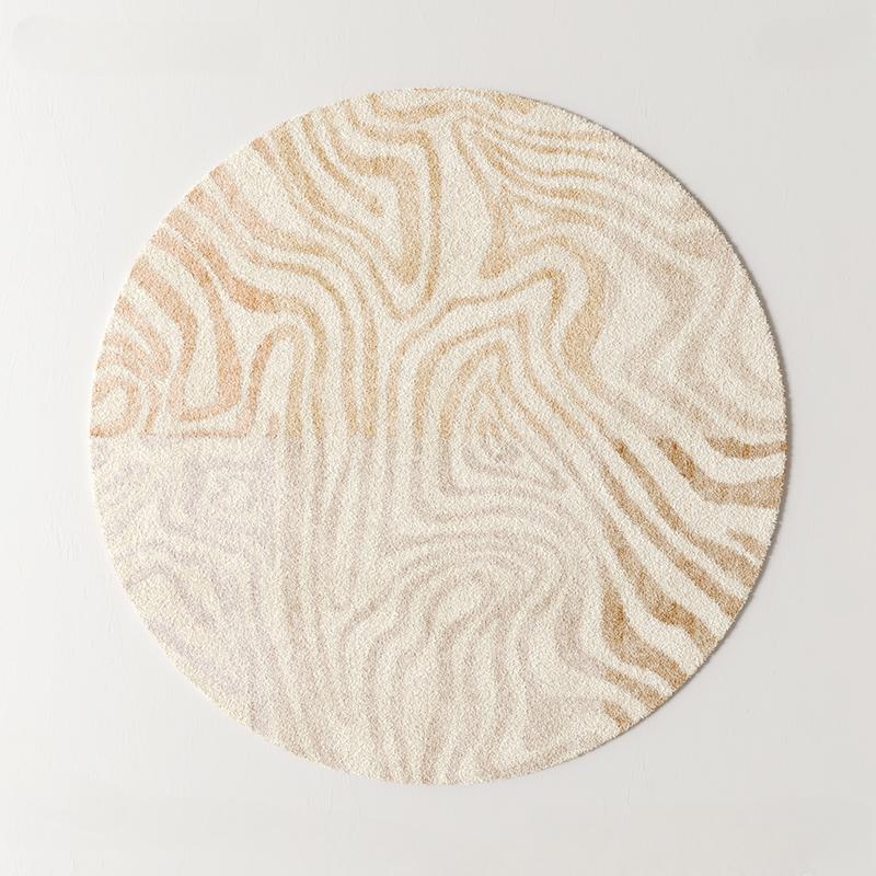 Cream Style Bedroom Decor Round Carpet Light Luxury Carpets for Living Room Thick Plush Bedside Floor Mat Fluffy Soft Lounge Rug
