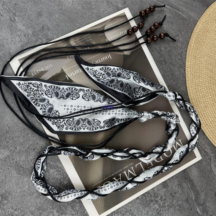 Ceinture Écharpe en Soie Polyvalente pour Femme, Chaîne de Taille Décorative à Long Ruban