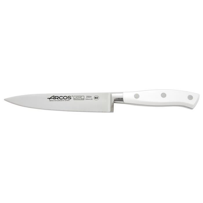 Couteau À Découper Forgé Lame 15cm Riviera White Arcos - Acier Inoxydable - Coupe