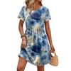 Women’s Short Sleeve Floral Print Casual Loose Fit Dress Crew Neck Soft Comfortable Fabric Summer Style Dress