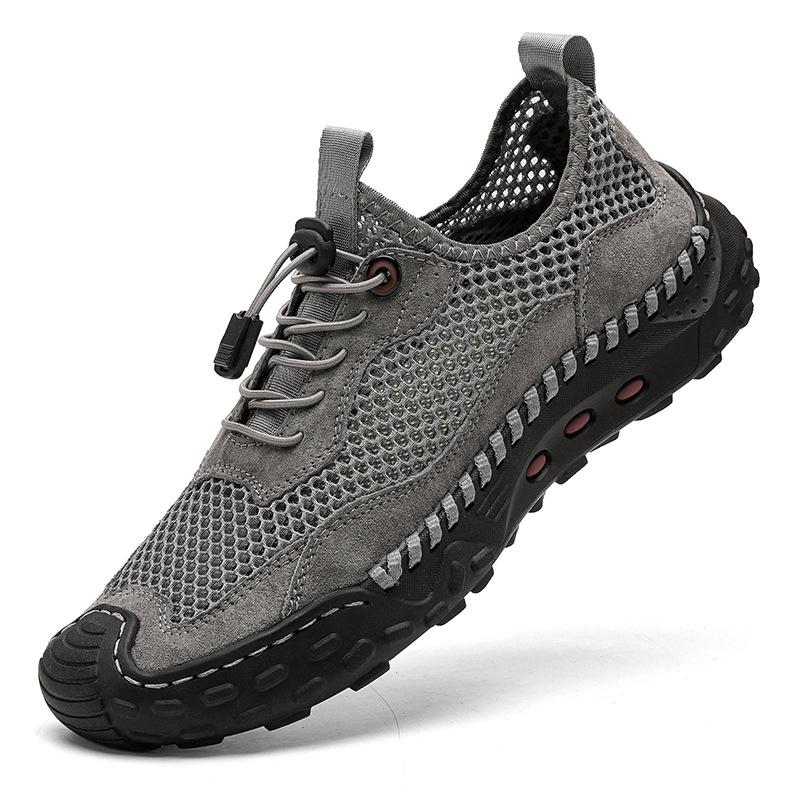 

Men s shoes 2025 summer new mesh breathable thin outdoor sports elastic shoes men s fashion trendy shoes 38