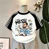 2026 Kids Adults Cartoon Soccer Player Print T Shirt CR7 Messi Neymar Yamal Haaland Short Sleeve Football Fans Parent-Child Top