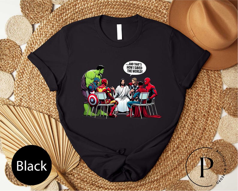 

Religious Heroes unisex T-Shirt, And That s How I Saved The World Jesus And Superheroes unisex T-Shirt L