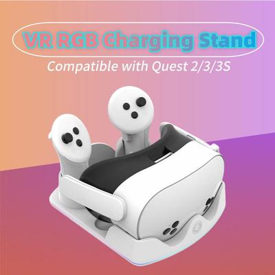 VR için RGB Ortam Işıklı Şarj Yuvası – Quest 3S/3/2 ve Kontrol Cihazı Standı ile Uyumlu | VR Başlığı Şarj İstasyonu