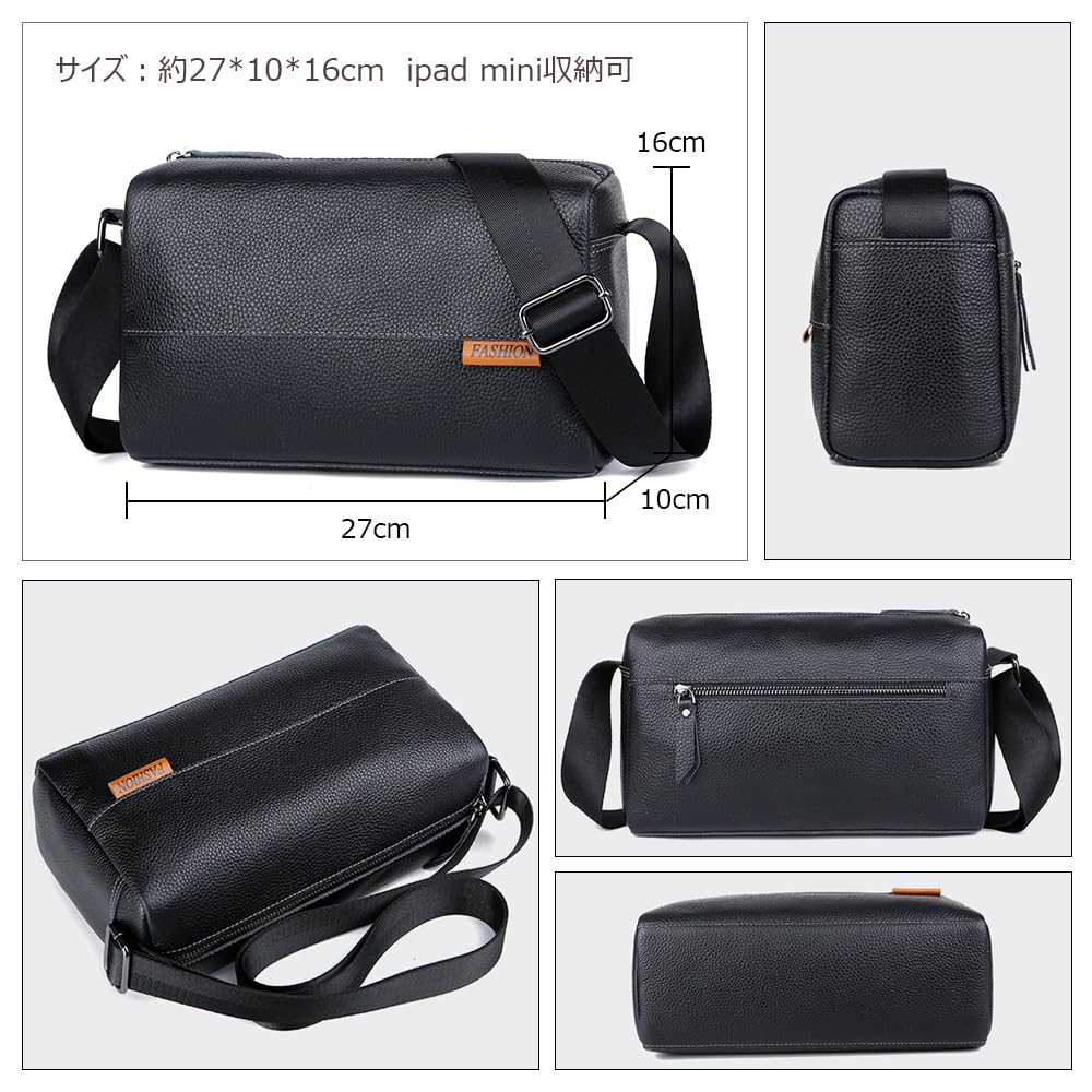 Whatna Natural Cowhide Leather Bag for Crossbody Chest Genuine Small Business Fits iPad Perfect for and Cycling One-Shoulder Men, Bag, Bag, Leather,