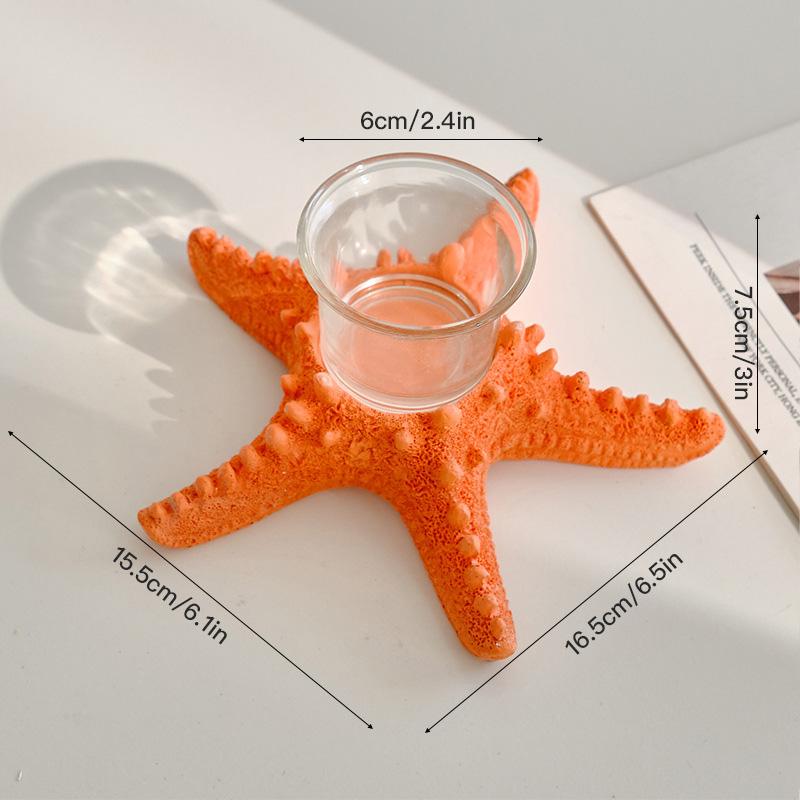 

1 шт. Статуэтка морской звезды, свеча, смола, праздничный пляж, креативный настольный декоративный подсвечник, морская звезда