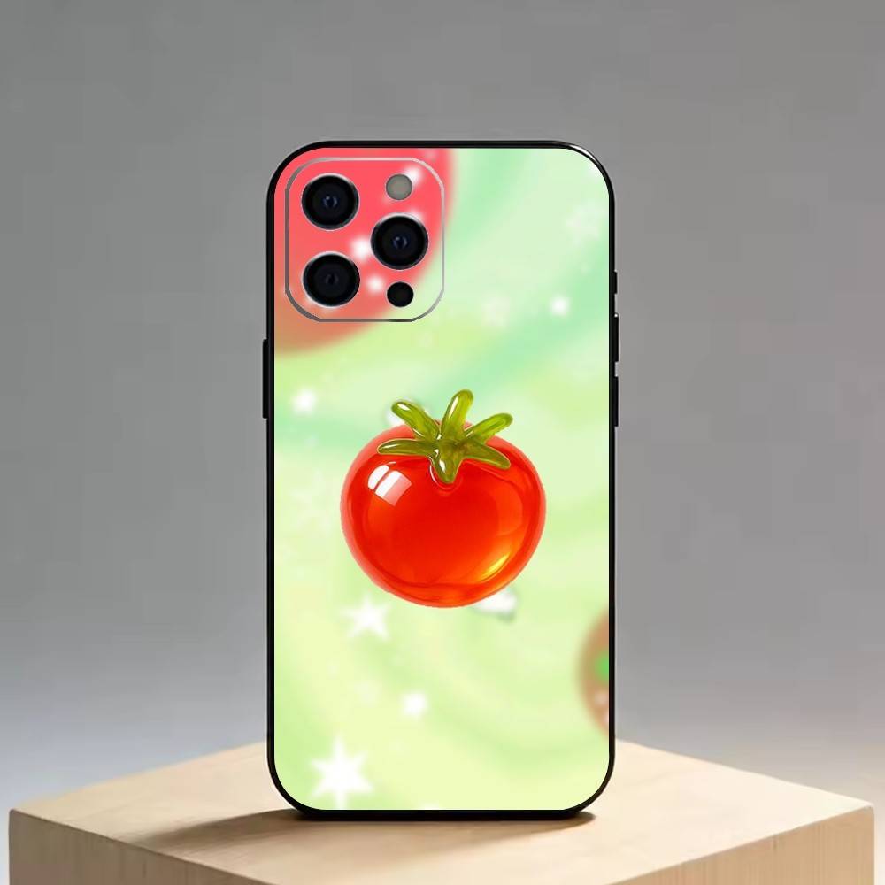 Tomato Cartoon Cute Creative   Phone Case For iPhone 17, 16,15,14,13,12,11 Plus,Pro Max, Others Soft Black Cover