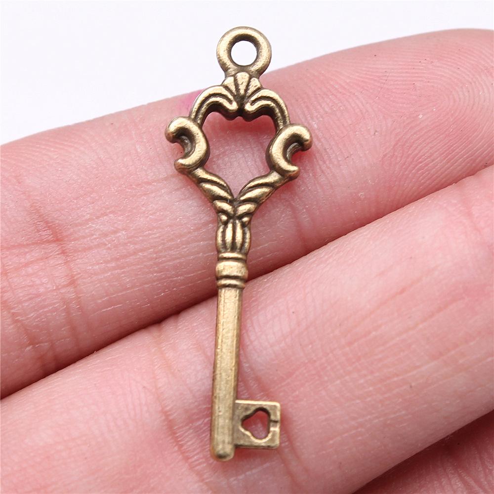 10pcs Antique Bronze Silver Color Pendants DIY Crafts Making Findings Handmade Tibetan Jewelry Key Charms For Jewelry Making