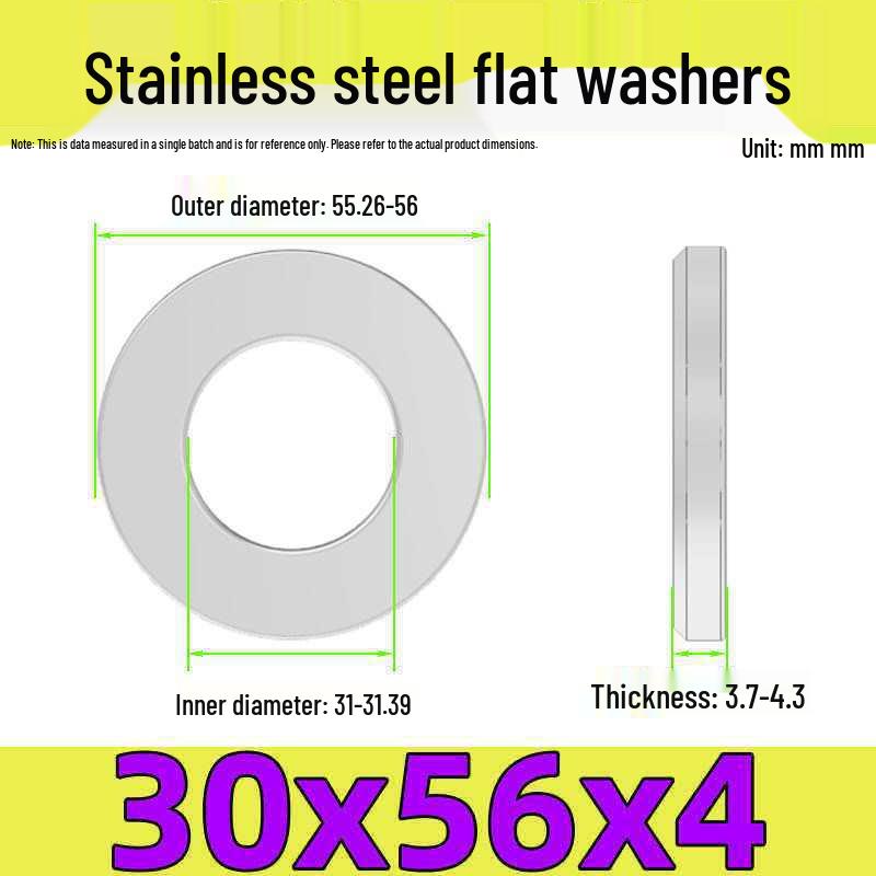 Stainless Steel Flat Washer Gasket, No Burrs, GB97 Standard (201/316/304)