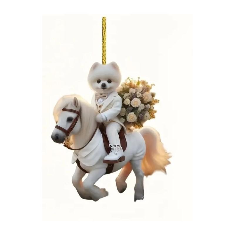 

Acrylic Cartoon White Horse Car Hanging Ornament For Stylish Interior Decor