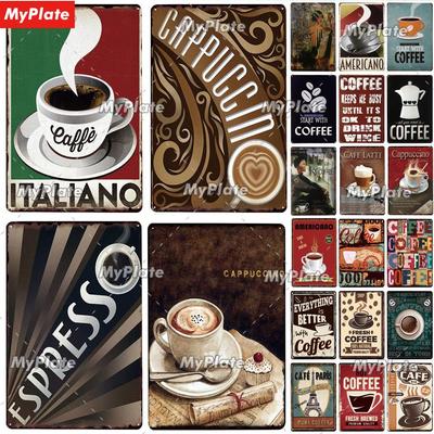 ITALIANO Metal Sign Vintage Plaque Cappuccino Tin Sign Plate Wall Decor For Bar Pub Man Cave Coffee Poster Custom