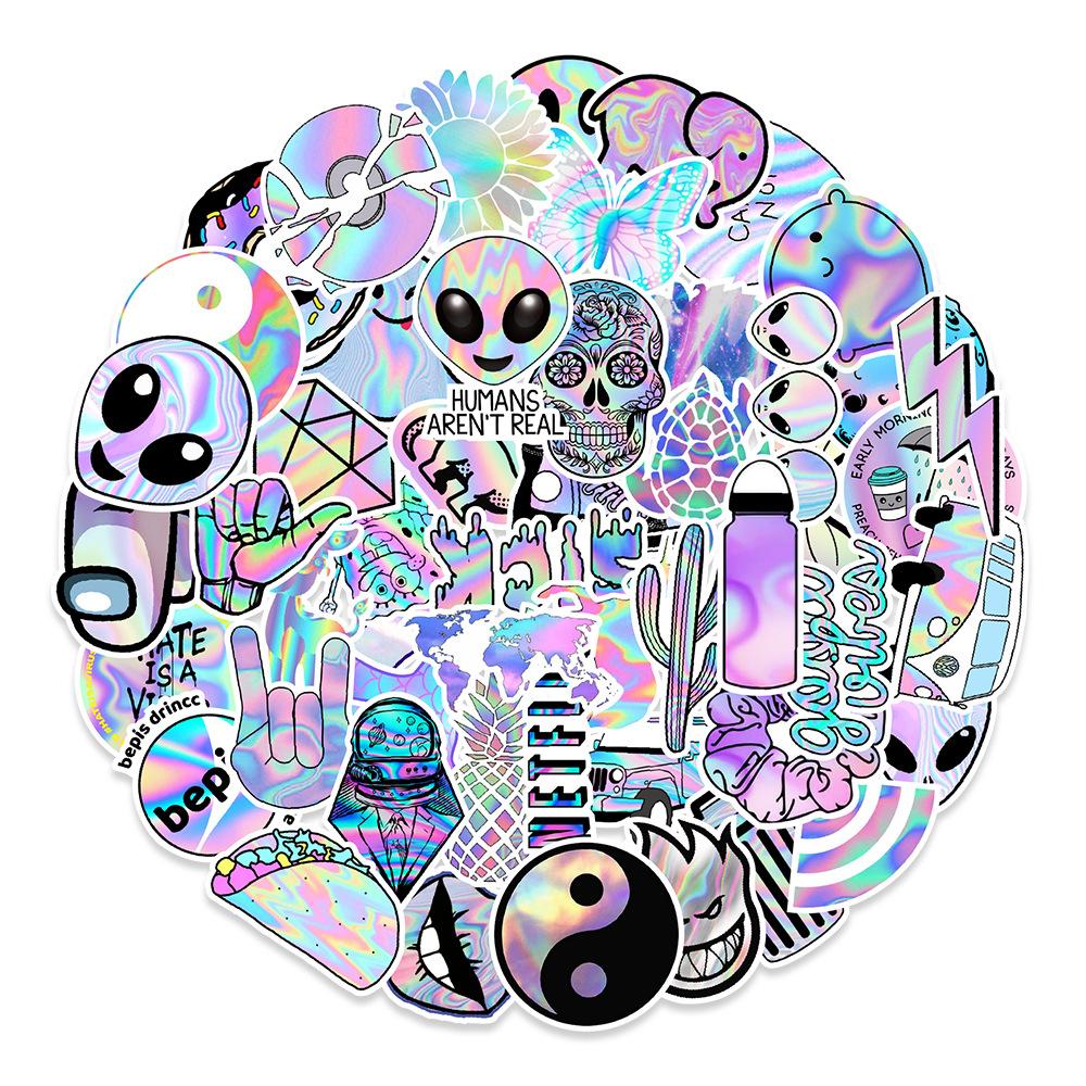 50 Laser Graffiti Stickers Balance Bike Mobile Phone Kettle Decoration Stickers