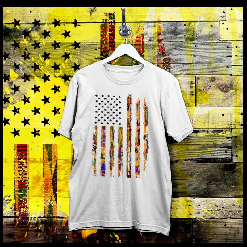 Black History Month T-Shirt Juneteenth Black Independence Kente Flag XL White