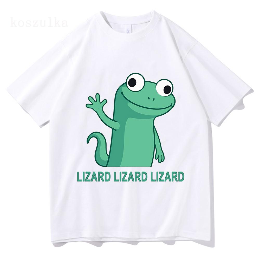 Funny Lizard Meme T Shirt 2025 Fashion UnisexWomen Aesthetic Tshirt Unisex High Quality Streetwear Kawaii 100 Cotton Tees Shirts