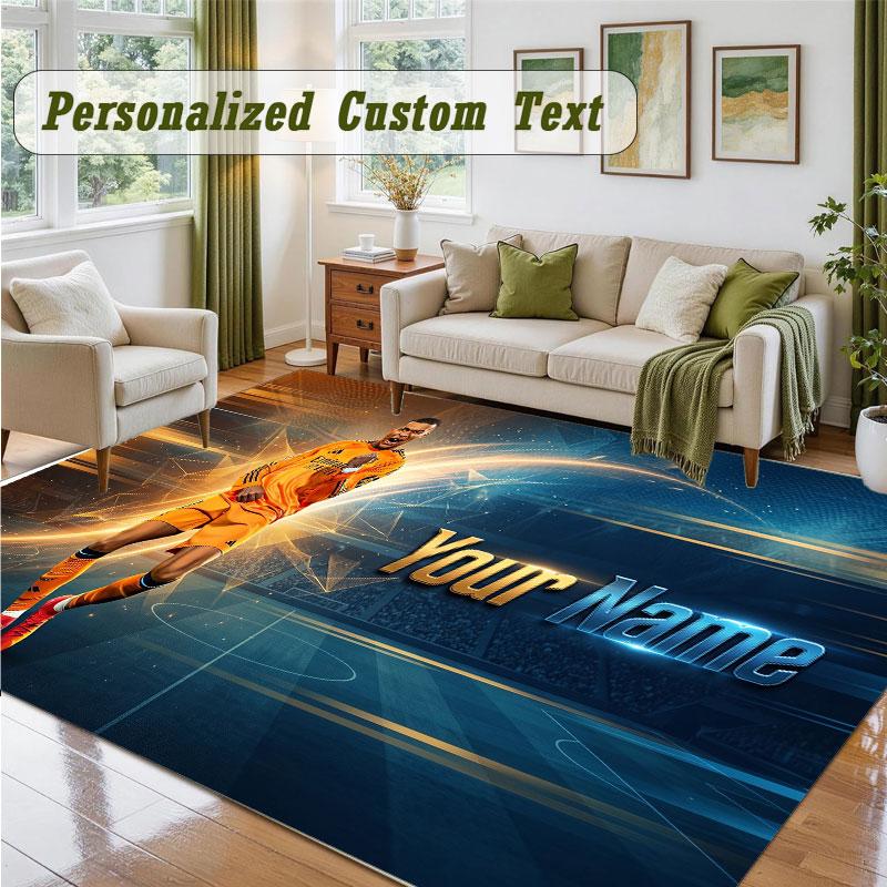 Crystal Velvet Square Rug Custom NameKylian Mbappe Pattern Non Slip Home Floor Decor Rug
