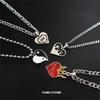 Titanium Steel Heart Necklace For Woman Man Punk Kpop Flame Love Pendant Unisex Collar Chain  for Hot Girls Couples Gift