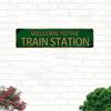 Vintage Train Station Metal Sign Wall Decor Retro Plaque