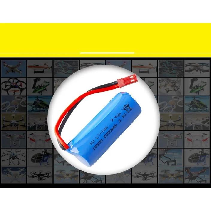 High Capacity 3.7V 18500 2000mAh RC Cars Rechargeable Lithium Ion Battery Cylindrical with SM JST Plug With Charger