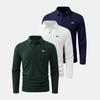 Set da Uomo 3 Pezzi di Polo a Manica Lunga, caratterizzato da un semplice design con colletto a 2 bottoni, tessuto traspirante e perfetto per il golf e l'abbigliamento casual
