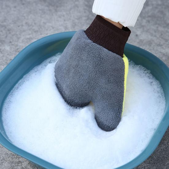 1Pc Car Wash Mitt with Thumb Coral Fleece Double-sided Scratch Free Absorbent Auto Cleaning Glove Detailing Beauty Supplies