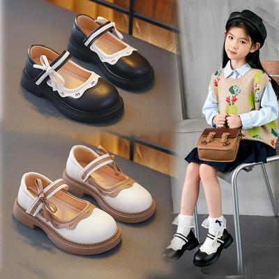 Scarpe Basse da Ragazza in Pelle con Cinturini in Velcro, Scarpe in Pelle con Suola Morbida Slip-on, Scarpe da Principessa