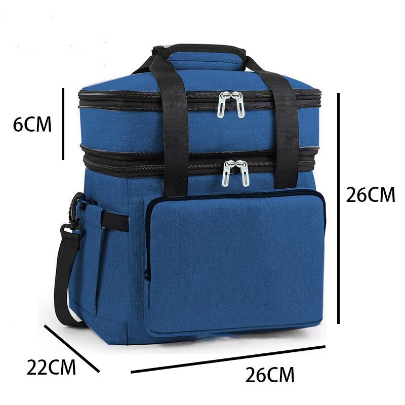 Large Capacity Double Layer Aluminum Foil Insulated Bag Oxford Cloth Car Ice Bag Outdoor Picnic Crossbody Portable Keeping Bag