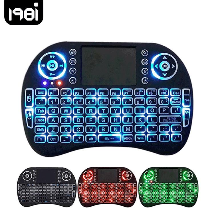 Hot Sale 2.4G Mini Wireless Keyboard & Fly Mouse i8, Dry & Lithium Battery, Three-Color Backlight with Running Lights for Laptop