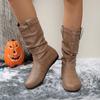 Fashion Women Boots Simple Comfortable Versatile Casual Slip On Short Boots Fashion Pleated Round Toe Autumn Solid Color  Flat Booties
