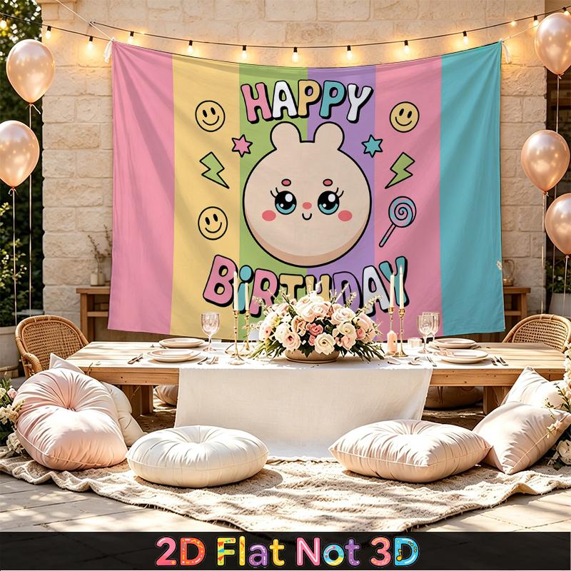 Easter Birthday Backdrop 1pc - Polyester Party Decor