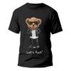 Men's Summer Little Bear Cartoon Printed Cotton Short Sleeve T-shirt